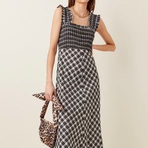 Ganni Seersucker Checkered Maxi Dress